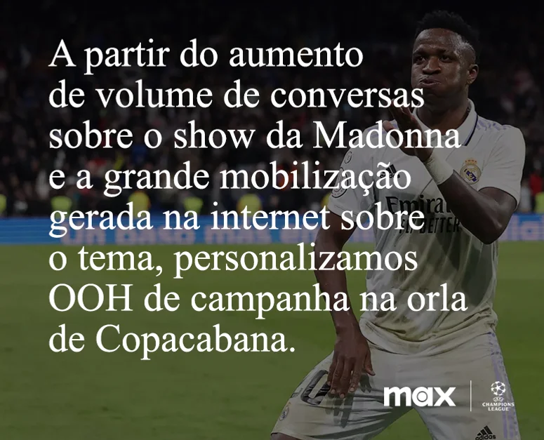 Champions League - Jogador de futebol(Vini Jr) comemorando gol